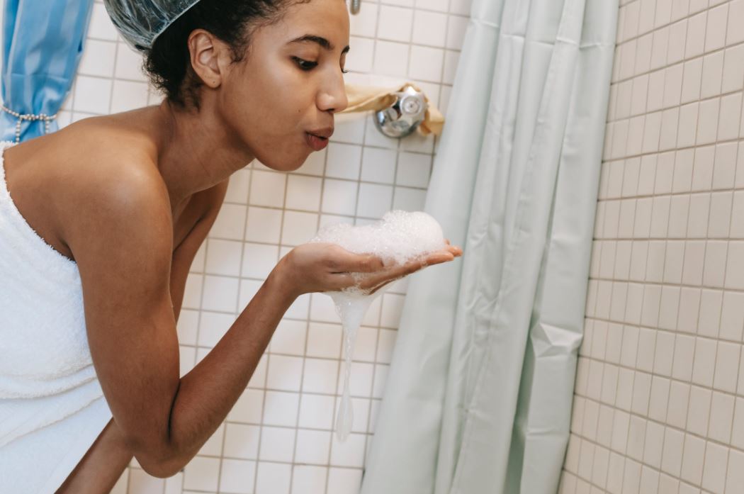 woman in shower